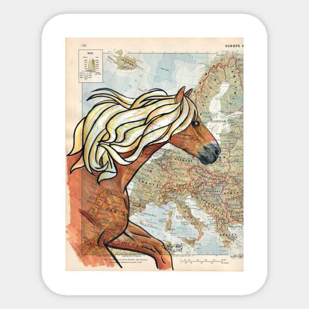 Haflinger Horse on Map Sticker by lizstaley